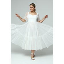 Asees Kalp Yaka Tül Abiye Elbise