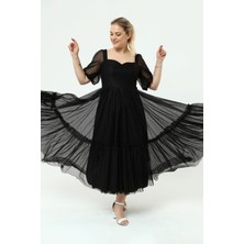 Asees Kalp Yaka Tül Abiye Elbise