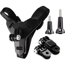 Gplus GP524 5 Parça Gopro Eken Sjcam Xiomi Aksiyon Kamera Tutuculu Jaw Mount Motor Kask Çene Tutma Aparatı 5 Parça Motor Kask Tutucu Set Siyah