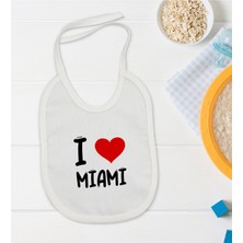Bk Kids I Love Miami Tasarımlı Bebek Mama Önlüğü - Model 1