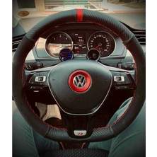 Gürler Oto Kılıf ve Aksesuar Volkswagen Passat B8 Direksiyon Kılıfı Alkantra Karbon Kırmızı