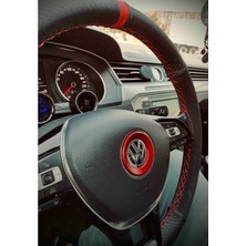 Gürler Oto Kılıf ve Aksesuar Volkswagen Passat B8 Direksiyon Kılıfı Alkantra Karbon Kırmızı