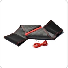 Gürler Oto Kılıf ve Aksesuar Renault Megane 2 Alkantara Karbon Dikme Direksiyon Kılıfı Kırmızı