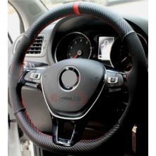 Gürler Oto Kılıf ve Aksesuar Renault Megane 2 Alkantara Karbon Dikme Direksiyon Kılıfı Kırmızı