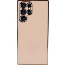 Kzy Samsung Galaxy S22 Ultra Kapak Kamera Korumalı Lazer Kesim Lüx Silikon Kılıf - Rose Gold