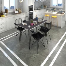 Kenz Life  Knsz Masa Sandalye Takımı HEM75MAZLUM Grisyh 130*070 Klç 4 Sandalye Syhsyh Kolçaklı