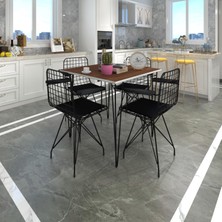 Kenz Life  Knsz Masa Sandalye Takımı HEM75MAZLUM Cvzsyh 080*080 Klç 4 Sandalye Syhsyh Kolçaklı
