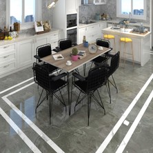 Kenz Life  Knsz Masa Sandalye Takımı HEM75MAZLUM Crdsyh 130*070 Klçsm 6 Sandalye Syhsyh Kolçaklı Sırt Minderli