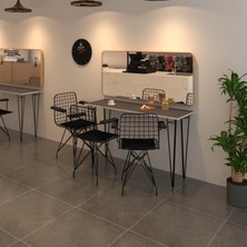 Kenz Life  Knsz Masa Sandalye Takımı HEM75MAZLUM Grisyh 140*040 Klç 3 Sandalye Syhsyh Kolçaklı