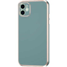 Case World Apple iPhone 12 ile Uyumlu Kapak Kamera Korumalı Lazer Kesim Lüx Silikon ile Uyumlu Kılıf - Petrol Yeşili