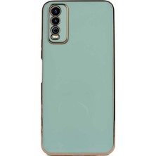 Case World Rose Gold Vivo Y20 ile Uyumlu Kapak Kamera Korumalı Lazer Kesim Lüx Silikon ile Uyumlu Kılıf - Turkuaz