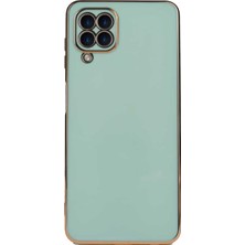 Case World Samsung Galaxy M22 Kapak Kamera Korumalı Lazer Kesim Lüx Silikon Kılıf - Turkuaz