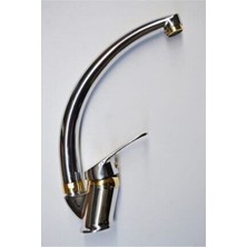 Elmina Armatür Krom Gold Mix Kuğu Evye Lüx Mutfak Musluğu Bataryası Çeşmesi