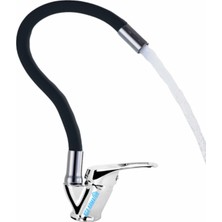 Elmina Armatür Siyah Spiral Hareketli Borulu Mutfak Eviye Bataryası Musluğu Çeşmesi