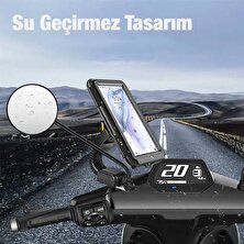 Coofbe Motosiklet, Scooter Için Aynaya Takılan Su Geçirmez Telefon Tutucu, Dokunmatik Kapaklı Tutucu