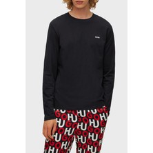 Hugo Logo Baskılı Regular Fit Bisiklet Yaka Uzun Kollu Pamuklu T Shirt Erkek T Shirt 50466159 001