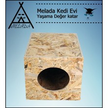 Melada Kedi Evi Dış Ortam Uygun Ahşap Kedi Evi Osb 34X27X24 cm