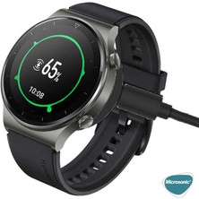 Microsonic Huawei Watch 3 Pro Manyetik USB Şarj Kablosu Siyah