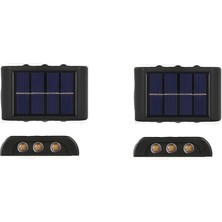 Gold Mirror 6ledli  Solar Duvar Lambası Aplik Güneş Enerji Gün Işığı 2'li Set