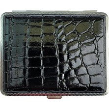 Siyah Deri Metal Sigara Tabakası Taşıma Kutusu