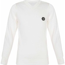 Cipo & Baxx BP102 V Yaka Beyaz Çocuk Kazak