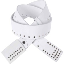Cipo & Baxx CG163 Metal Tokalı Düz Beyaz Deri Kemer