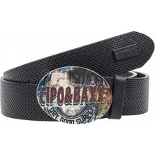 Cipo & Baxx CG206 Tokalı Siyah Deri Kemer