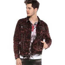 Cipo & Baxx CJ251 Alaca Bordo Çakımlı Motorcu Kot Ceket