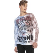 Cipo & Baxx CL410 Iki Renkli Ince Biker Baskılı Erkek Sweatshirt