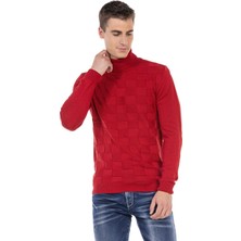 Cipo & Baxx CP241 Kırmızı Kareli Boğazlı Kazak
