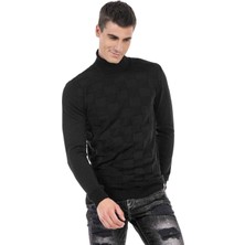 Cipo & Baxx CP241 Siyah Tam Balıkçı Yaka Kazak