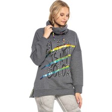Cipo & Baxx WL242 Şal Yaka Uzun Antrasit Sweatshirt