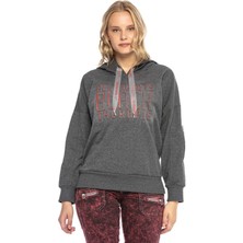 Cipo & Baxx WL246 Kabartmalı Kapşonlu Antrasit Bayan Lacivert Sweatshirt