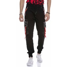 Cipo & Baxx CR132 Fermuarlı Kargo Cep Siyah Alt Eşofman