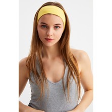 Butikgiz Sarı Kadın Pamuklu Penye, Kaymaz, Terletmez, Ultra Hafif, Spor Saç Bandı Bandana