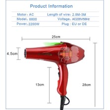 Xinh Kuaför ve Saç Salonu Için 3 Metre Uzun Tel Gerçek 2200 W Güç Profesyonel Blower Kurutucu Salon Saç Kurutma Makinesi (Yurt Dışından)