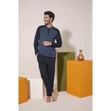 Kly 9206 Erkek Midi Yaka Omuz Parçalı Pijama Takım