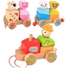 Xinh 3 Adet / Takım Ahşap Çocuk Çiftlik Hayvanları Istifleme Tren Küçük Çekme Trenler Bebek Erken Çocukluk Push El Tasma Bebek Oyuncakları | Diecasts oyuncak Araçlar (Yurt Dışından)