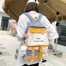 Wizmy Yeni Ortaokul Okul Çantası Rahat Naylon Renk Eşleştirme Sırt Çantası Sevimli Kız Büyük Kapasiteli Sırt Çantası (Yurt Dışından)