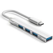 Aogo 4 Port Type C Hub Ultra Slim USB Hub 4lü Type USB C  Çoklayıcı Alimunyum Kasa Ultra Ince USB 3.0 Hub