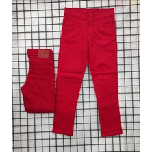 Erkek Çocuk Gabardin Pantolon Kirmizi Soft Giyim 8-14 Yaş