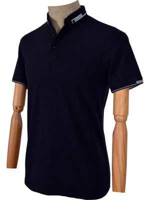 Cengiz İnler Polo Yaka Geniş Balıksırtı Desen Triko Erkek T-shirt