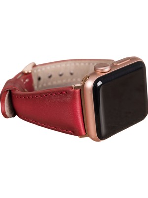 Bouletta Apple Watch Uyumlu Deri Kordon 42-44-45MM Slim V4EF Kırmızı