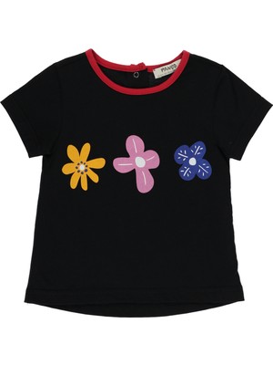 Panço Kız Bebek T-Shirt 0 - 6 Ay Kısa Kol Günlük Stil Grafik Desen ile Rahat Kullanım