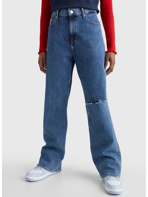 Tommy Jeans Yüksek Bel Bol Paça Mom Fit Kadın Denim Pantolon DW0DW133781BK x Denim Pantolon