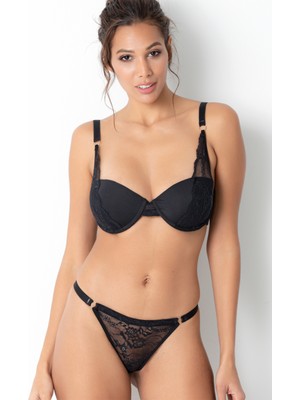 Doremi Dark Intence Push-Up Dolgulu Dantel Detaylı Sütyen Takım