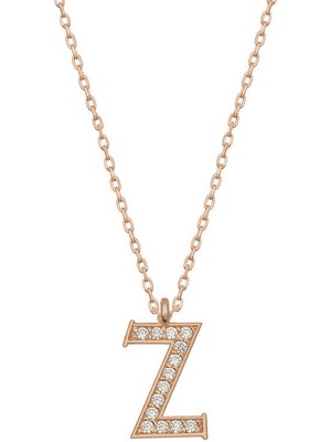 Inure Jewelry Gümüş Rose Z Harfi Kadın Kolye