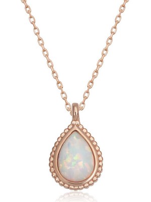 Inure Jewelry Gümüş Damla Beyaz Opal Taşlı Kadın Kolye