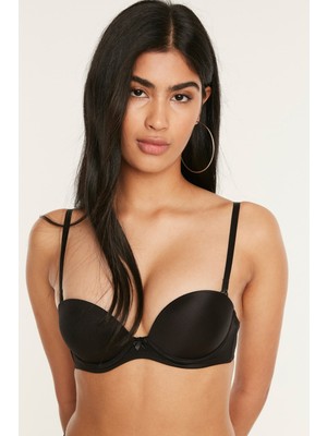 C&city Dekolte Double Push-Up Straplez Sütyen C17040 Siyah