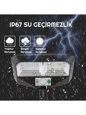 Upway 126 LED Solar Bahçe Lambası Güneş Enerjili 3 Modlu Dış Mekan Aydınlatma